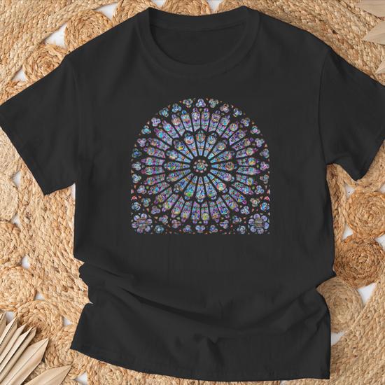 Notre Dame Stained Glass Rosetta Window T-Shirt - Thegiftio
