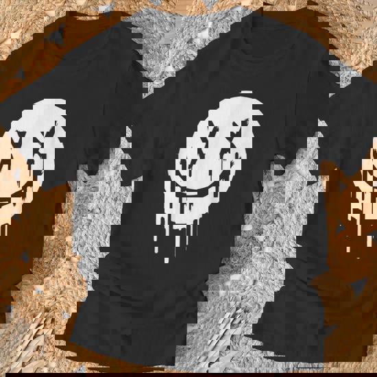 X Eyes Smiling Face Dripping Paint Graffiti T-Shirt - Seseable