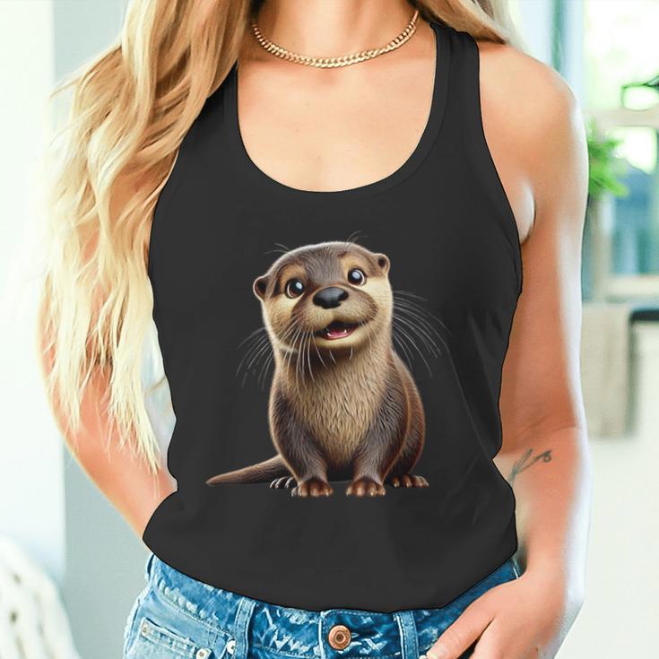 Adorable Otter Illustration Tank Top