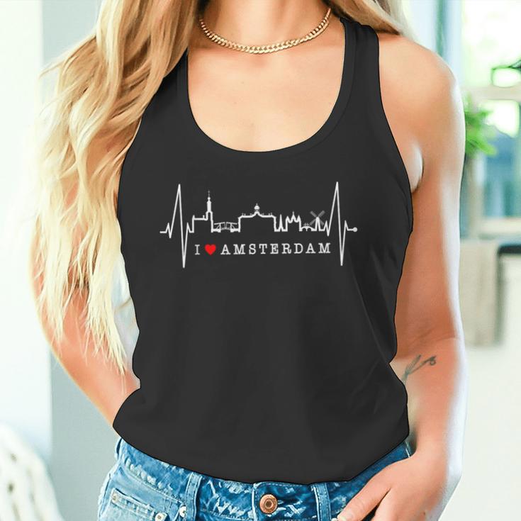 Amsterdam Skyline Netherlands Heartbeat Fan I Love Holland Tank Top