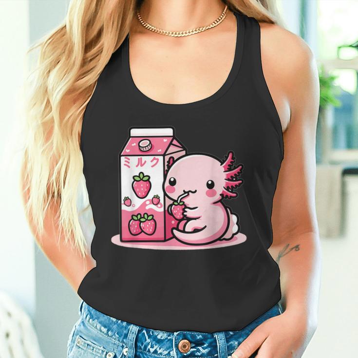 Axolotl Strawberry Milk Retro Kawaii Japan Axolotl Tank Top