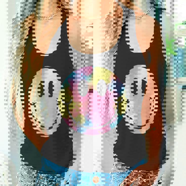Con Logo Tie Dye Smile Face Happy Smiling Face Taschino Canotta