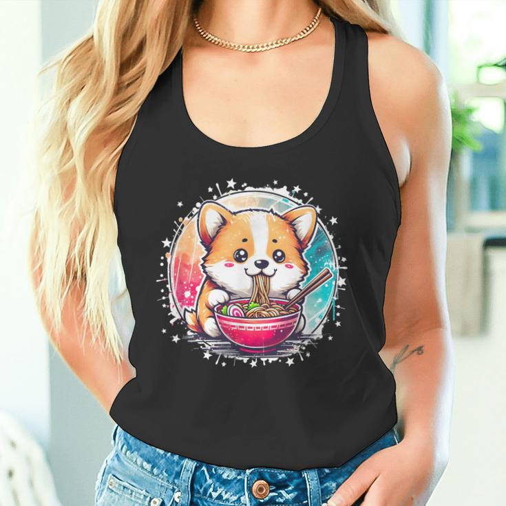 Corgi Dog Ramen Noodles Anime Cute Kawaii Manga Corgi Dog Tank Top