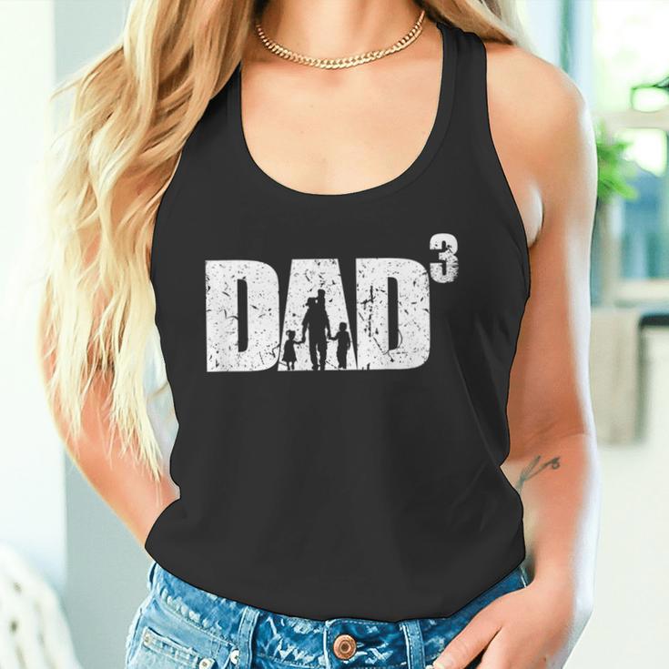 Dad Hoch 3 Stolzerater Mit 3 Kinder Triple Papa Tank Top