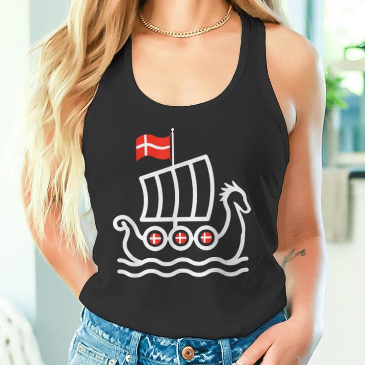 Denmark Flag Dragon Boat Dragon Headiking Ship Tank Top