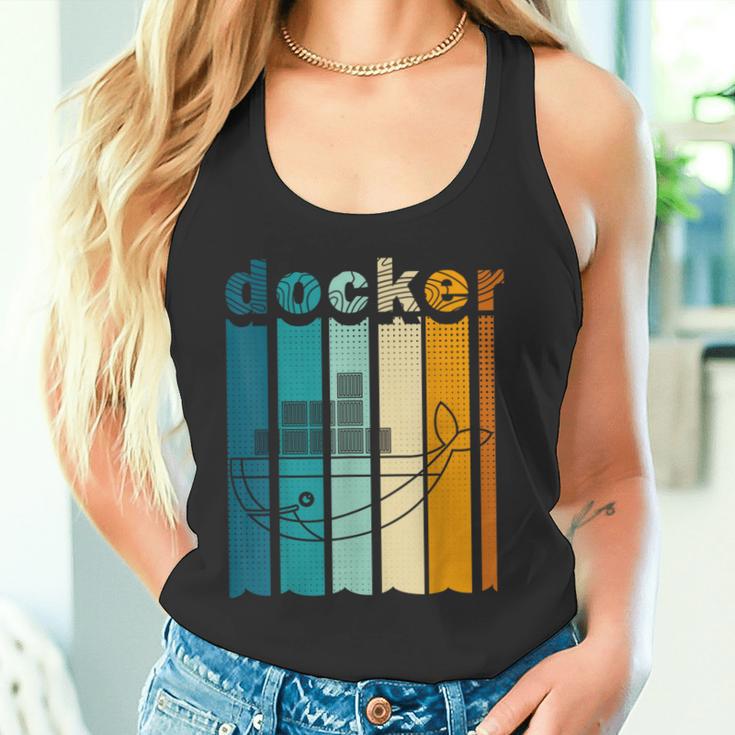 Docker Linux Devops Programming Coding Retro Computer Scientist Tank Top