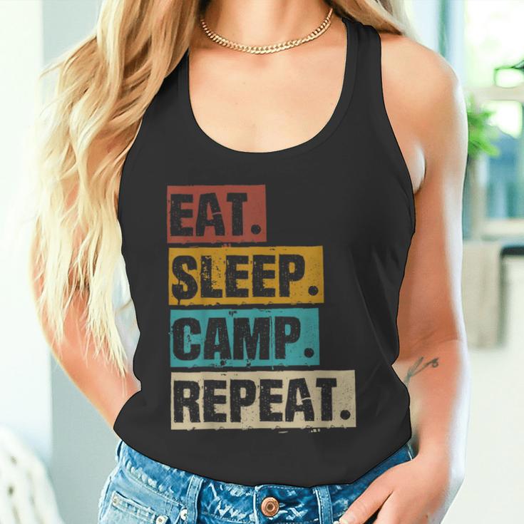 Eat Sleep Camp Repeat -Intage Outdoor Camping Camper Tank Top