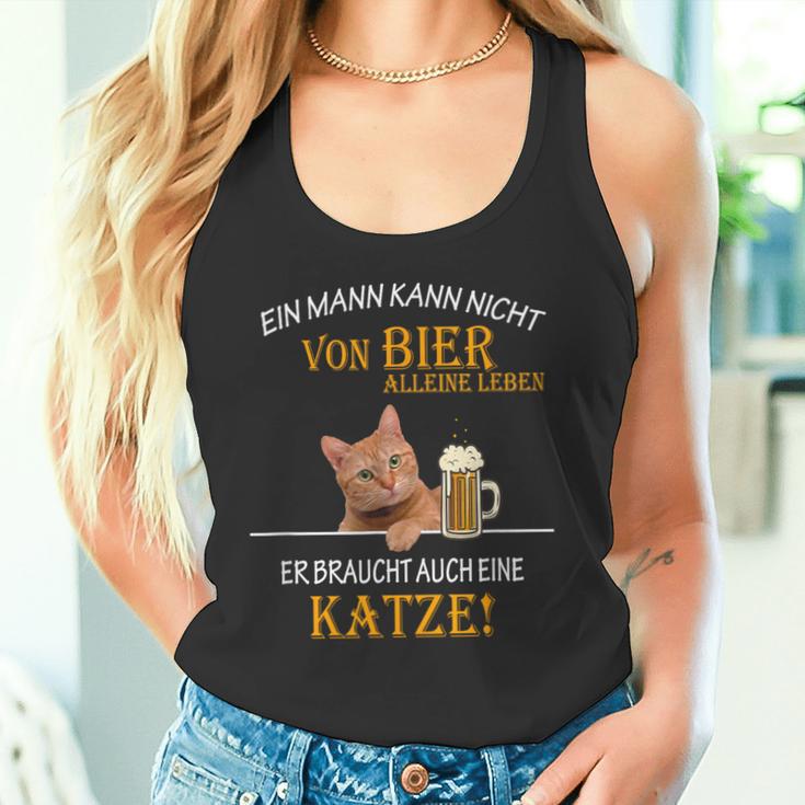 Ein Mann Kann Nichton Bier Allein Leben Katzten Tank Top