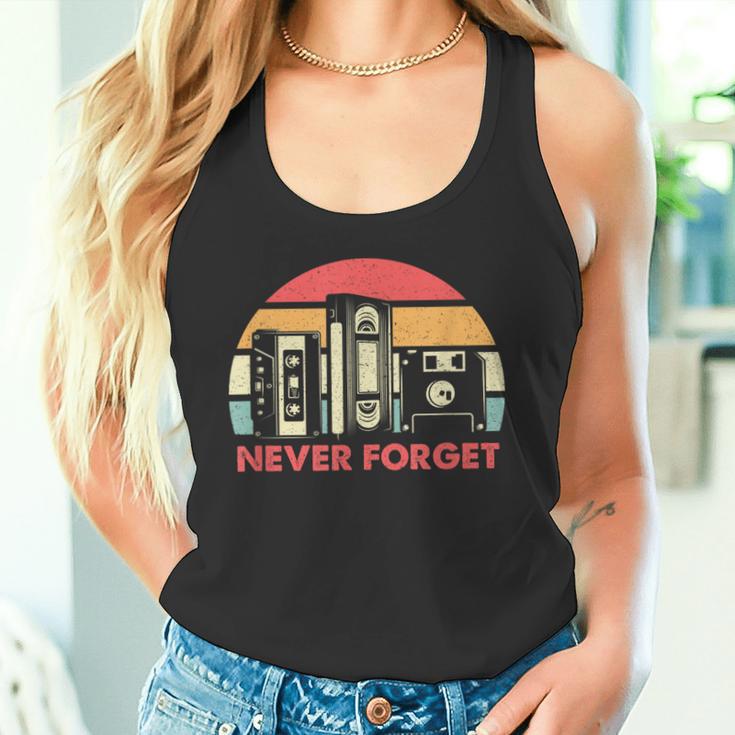 Never Forget Cool Retro Floppy Diskhs And Cassette Tapes Tank Top