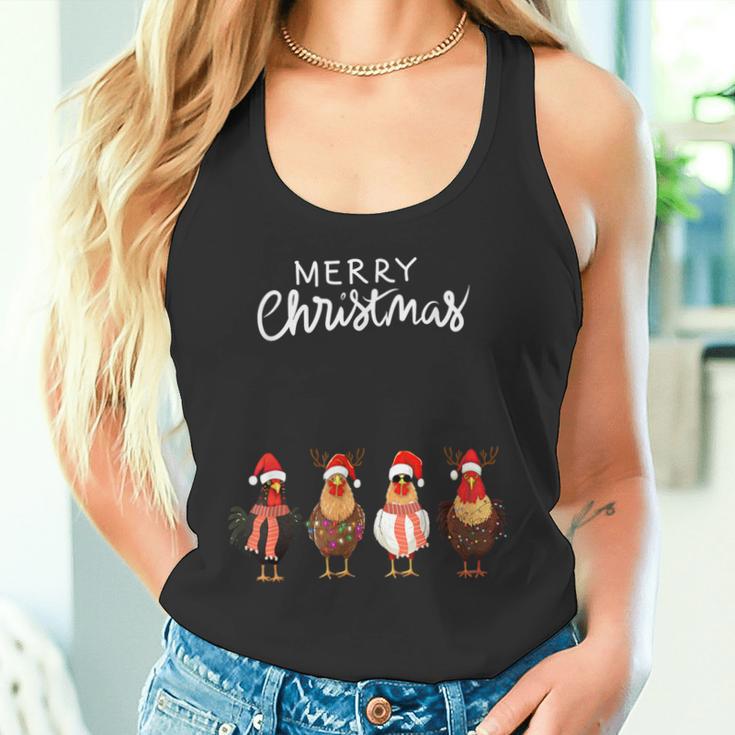 Frohe Weihnachten Hühner Mit Weihnachtsmützen Süßer Hühnerliebhaber Tank Top