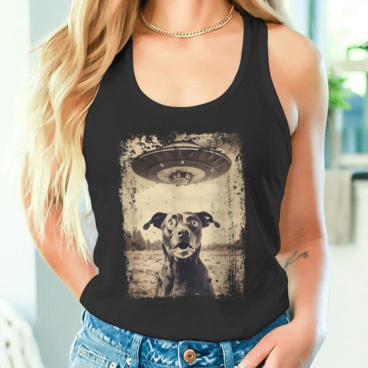 Dog With Ufo Retrointage Uncanny Alien Ufo Tank Top