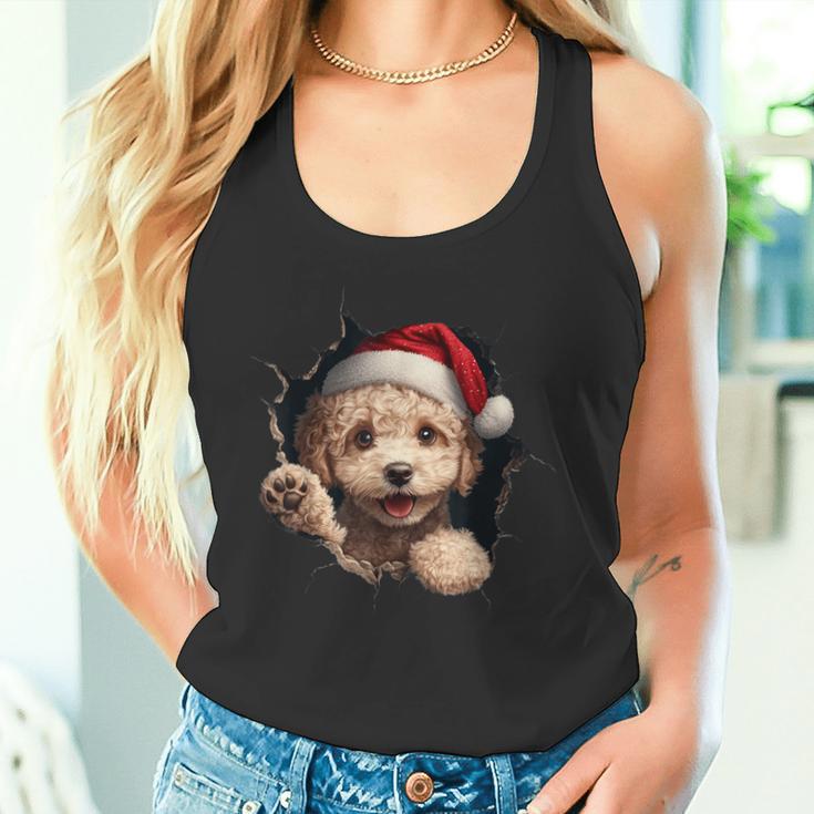 Poodle Dog Owner Dog Christmas Hat Tank Top