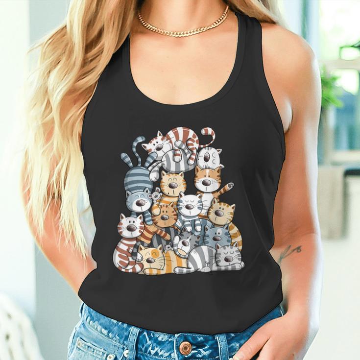 Happy Cats Team I Cat Print Cat Fun Tank Top