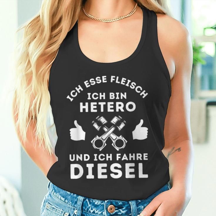 Ich Esse Fleisch Ich Bin Hetero And Ich Fahre Burner Tank Top