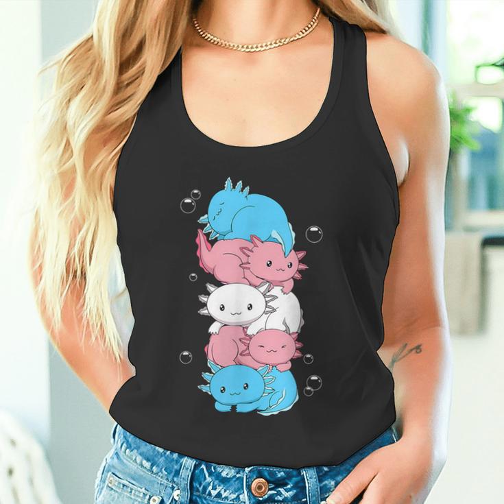 Kawaii Axolotl Heap Transgender Pride Flag Trans Lgbtq Tank Top