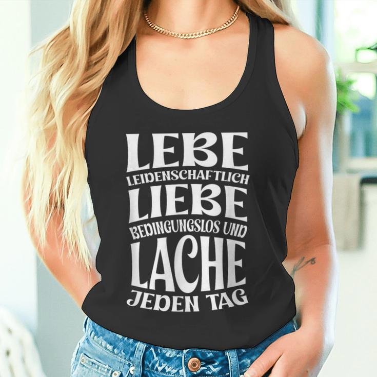 Lebe Liebe Lache Jeden Tag Positives Quote Motivation Tank Top