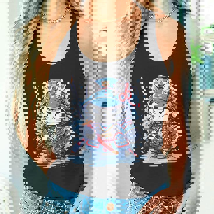 Linda Camisa Japonesa De Gato Samurái Tatuaje 2023 Kawaii Ninja Cat Camiseta sin mangas