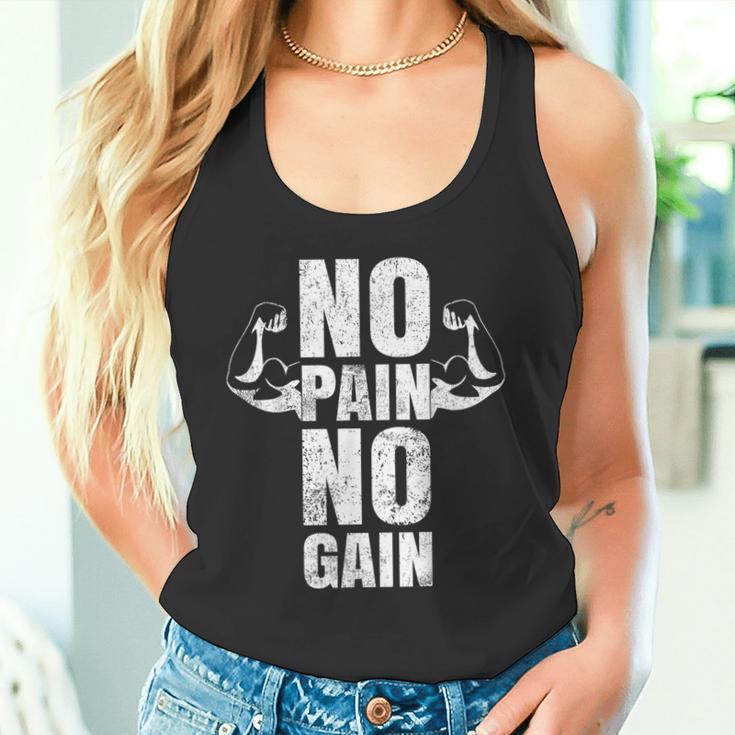 Lustiges Gym No Pain No Gain Geschenk Fitnessstudio Sprüche Tank Top