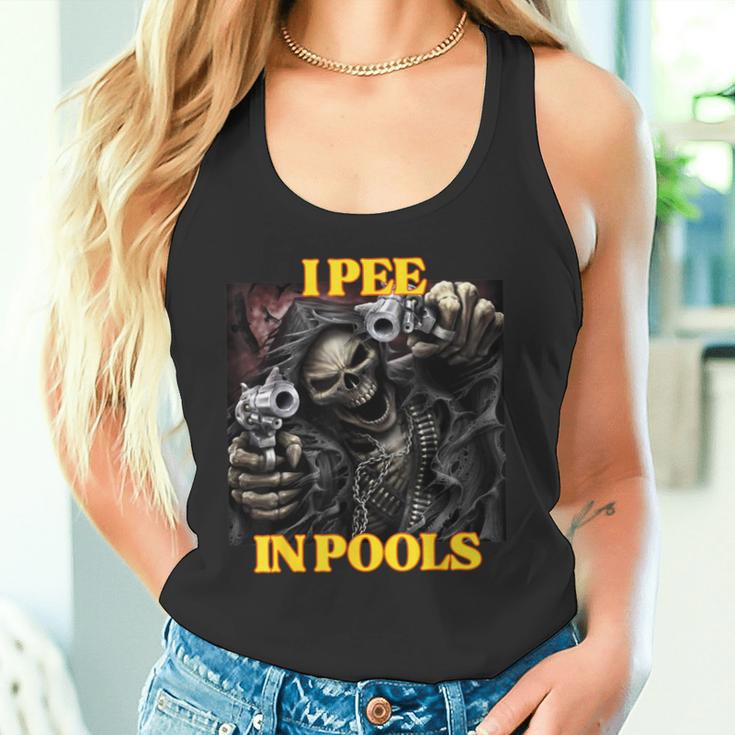 I Pee In Pools Cringe Hard Skeleton Meme Tank Top