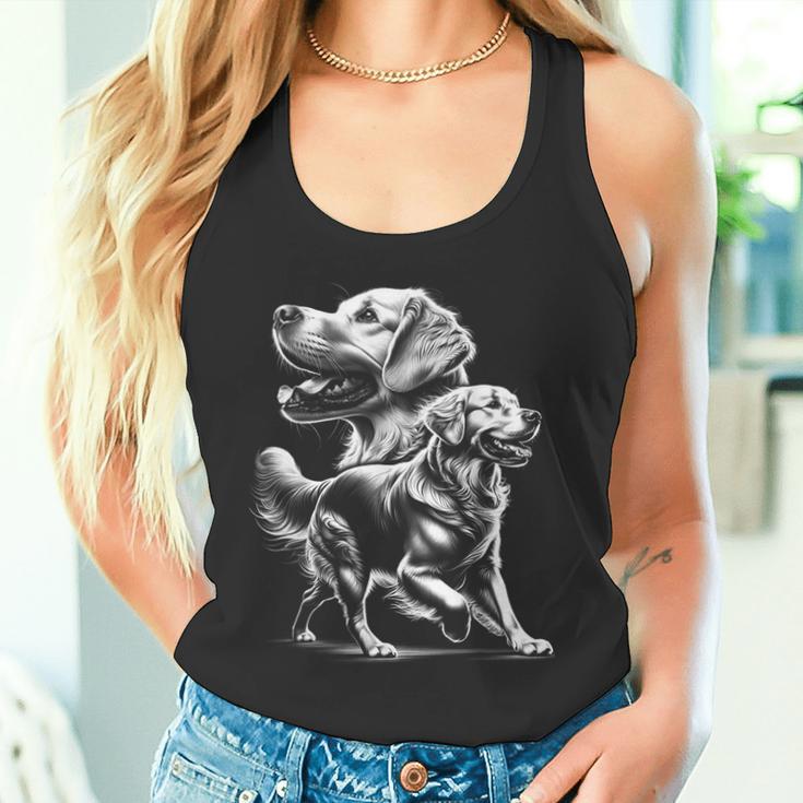 Playful Golden Retriever Dog In Photorealistic Style Tank Top