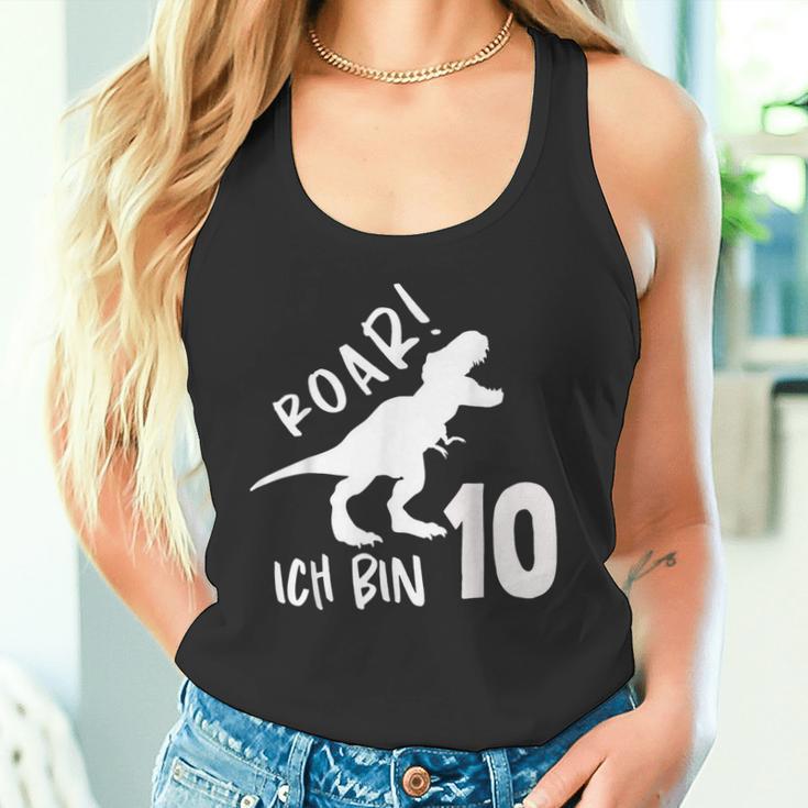 Roar Ich Bin 10 Jahre Alt 10Th Birthday T-Rex Dino Tank Top