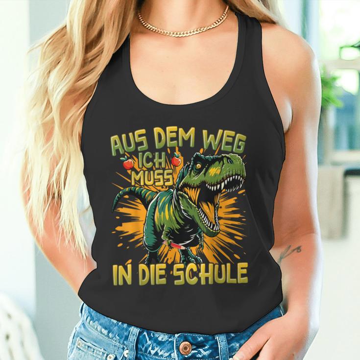 Schulkind 2024 T-Rex Dino Aus Dem Weg Ich Muss In Die Schule Tank Top