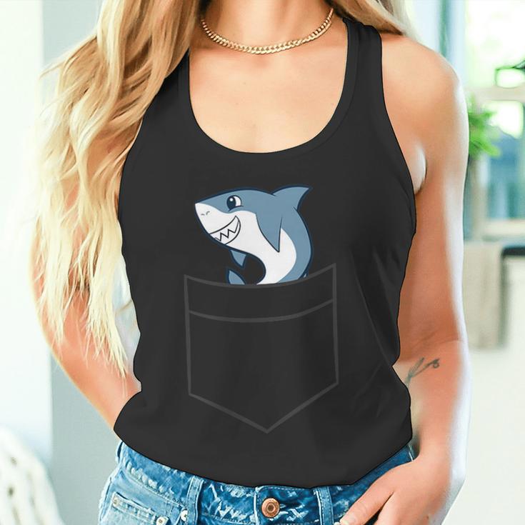 Shark In A Pocket Cute Pocket Shar Tank Top