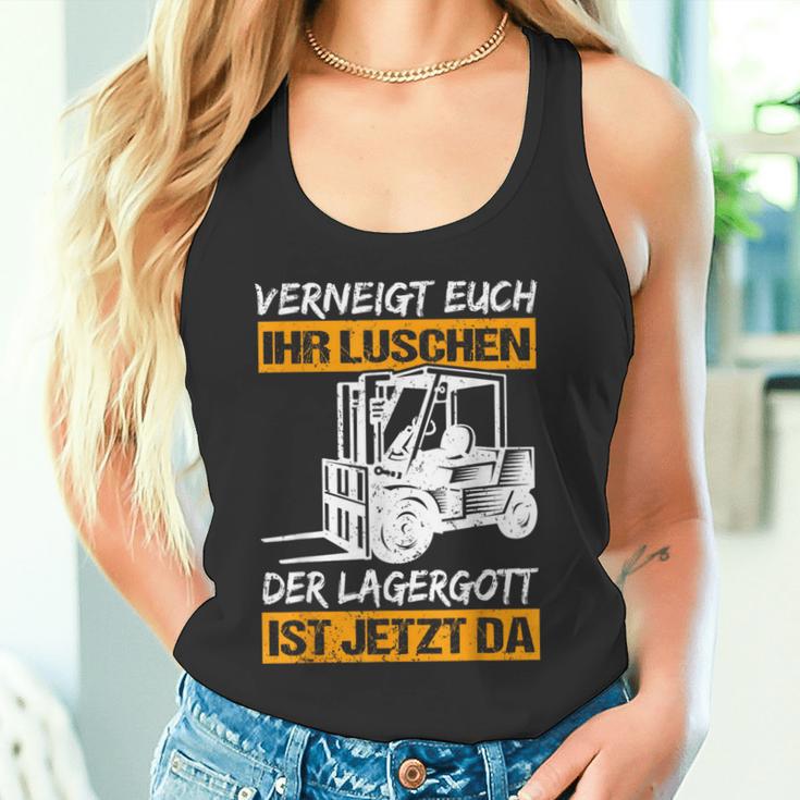 Verneigt Euch Ihr Luschen Der Lagergott Ist Jetzt Da Slogan Tank Top