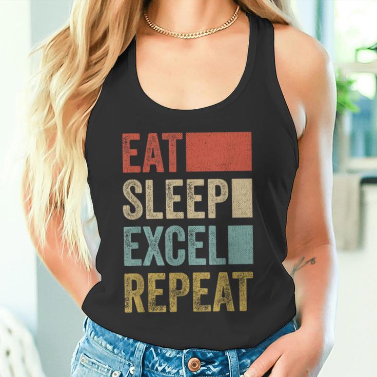 Vintage Retro Eat Sleep Excel Repeat Excel Tank Top