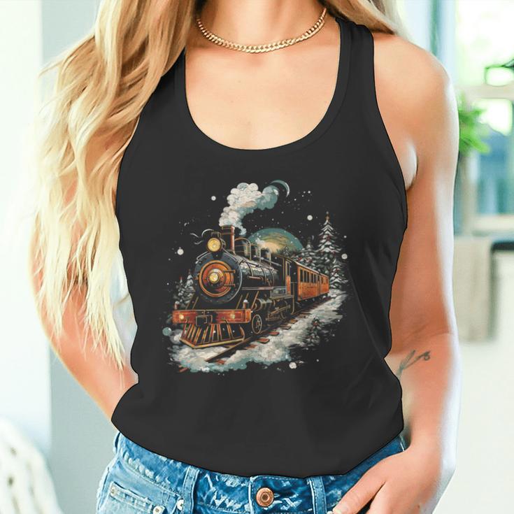 Weihnachtszugintage Dampflokomotive Retro Zug Leiter Tank Top