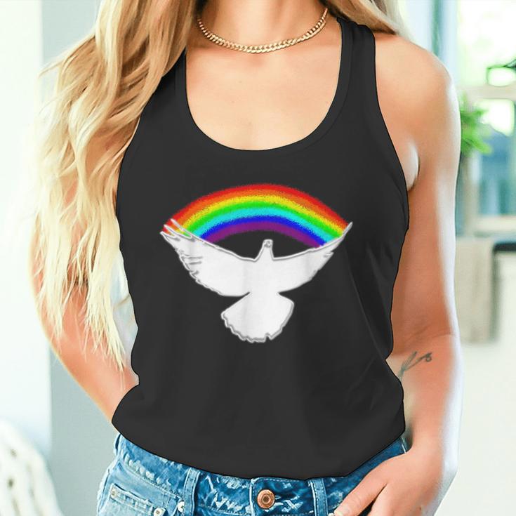 Weiße Friedenstaube Mit Regenbogen Tank Top