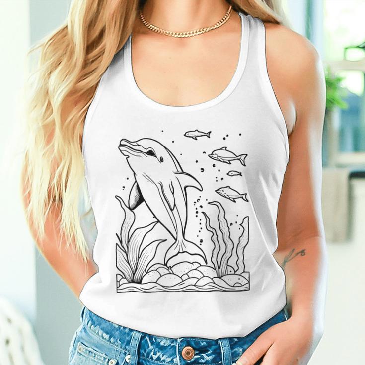 Dolphin Ausmalen Und Selbst Bemalen Colouring Tank Top