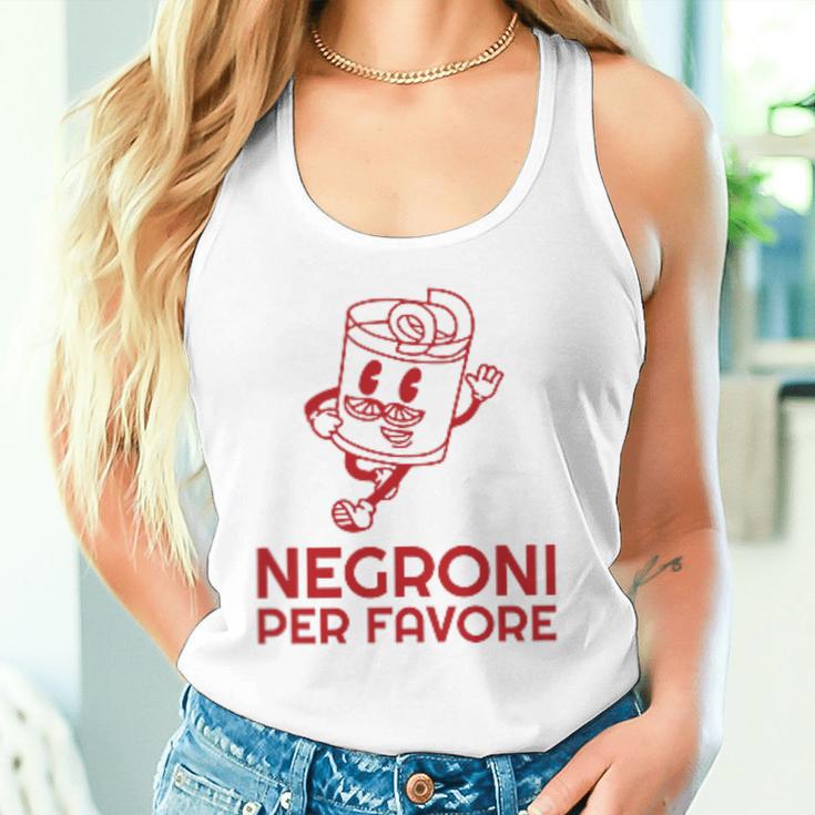 Ni Per Favore Cocktail Front Print Italiano Original Gray Tank Top