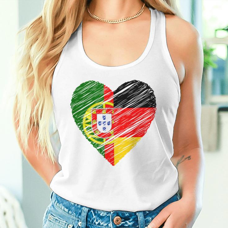 Portugal Germany Heart Germany Flag Portuguese Flag Heart Blue Tank Top