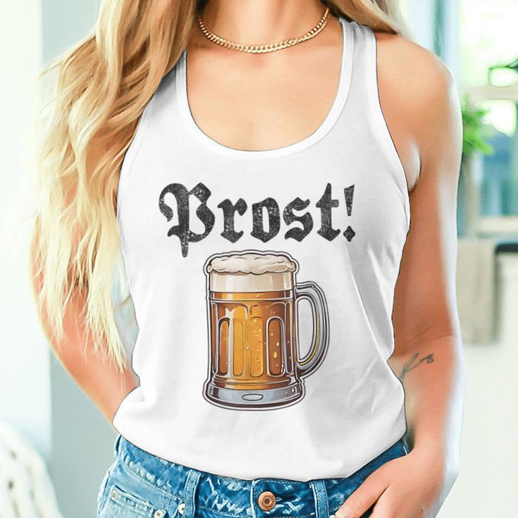 Prost Oktoberfest Bierfest Munich Lederhosen Gray Tank Top