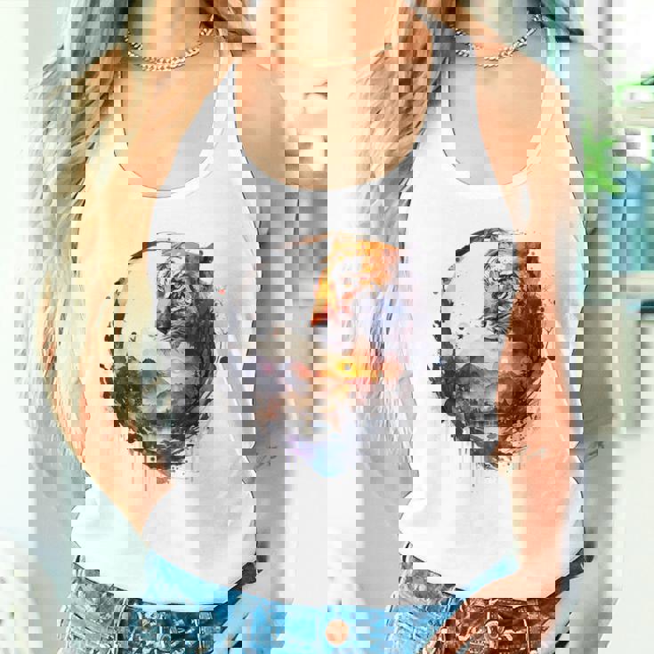 Tigre Animal Amante Arte Montañas Animal Tigre Camiseta sin mangas