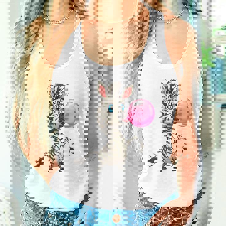 Zebra Giocoso Che Soffia Bubble Gum Cartoon Amante Degli Animali Canotta