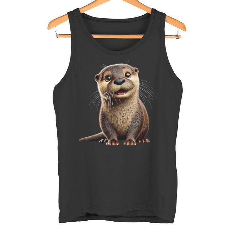 Adorable Otter Illustration Tank Top