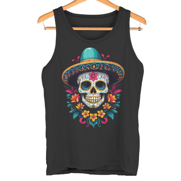 Aesthetic Mexico Dia De Muertos Skull Tank Top