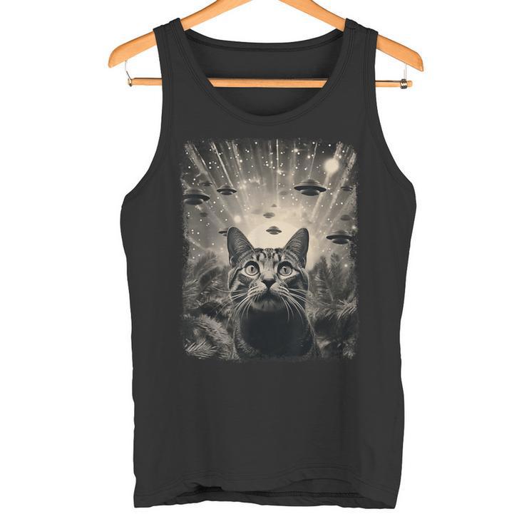 Alien Ufo Selfie Cat Tank Top