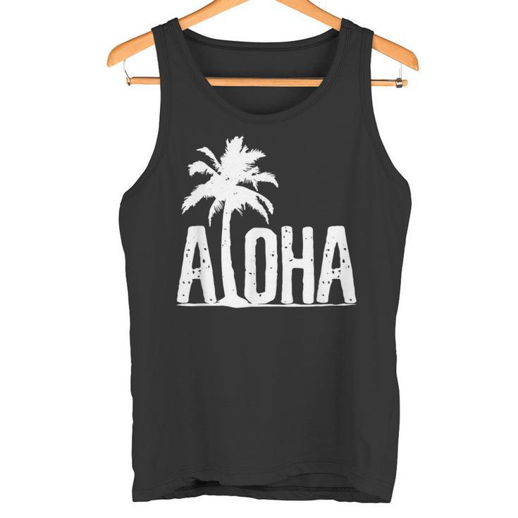 Aloha Beach Summer Palm Trees Hawaii Surfer Tank Top