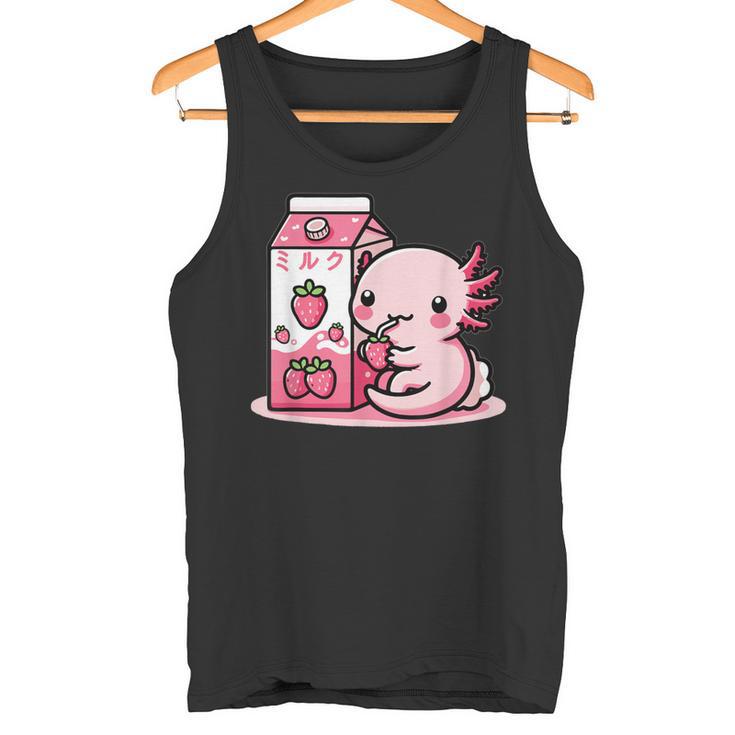 Axolotl Strawberry Milk Retro Kawaii Japan Axolotl Tank Top