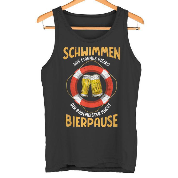 Bademeister Macht Bierpause Meer Swimming Pool Tank Top