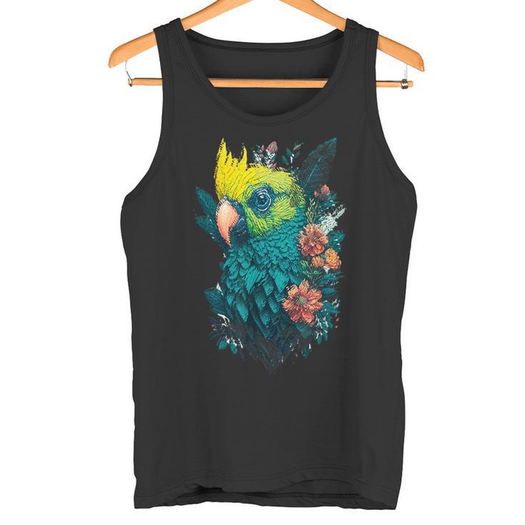 Blumen Papagei Tank Top