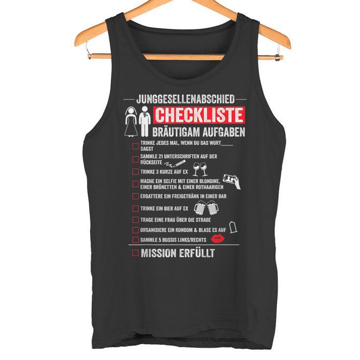 Bräutigam Jga Aufgaben Checkliste Stag Party Tank Top