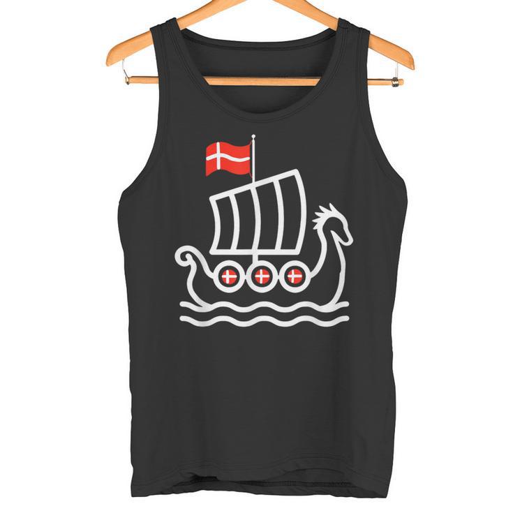 Denmark Flag Dragon Boat Dragon Headiking Ship Tank Top