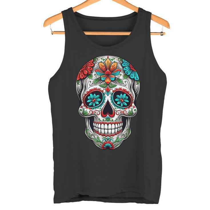 Dia De Los Muertos Decorative Mexican Head Sugar Skull Tank Top