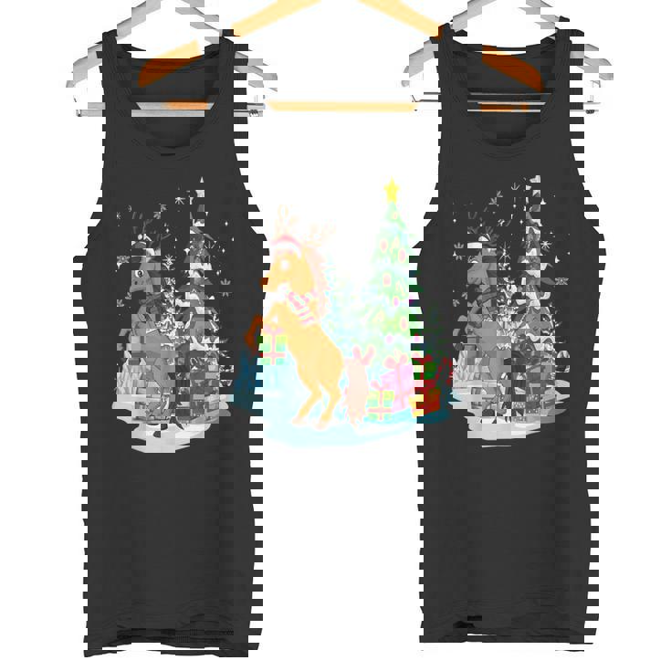 Divertido Navidad Caballo Santa Navidad Familia Pijamas Camiseta sin mangas