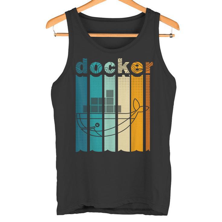 Docker Linux Devops Programming Coding Retro Computer Scientist Tank Top