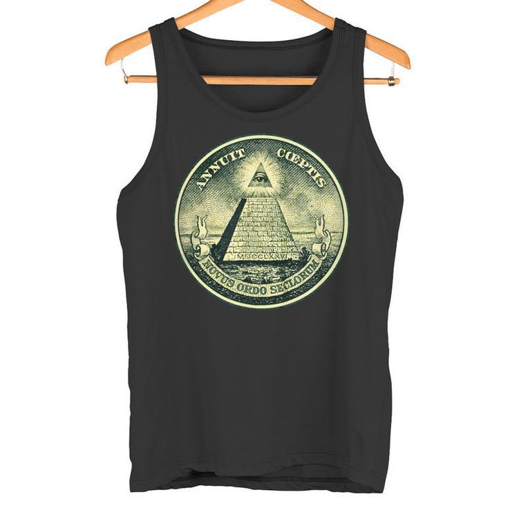 A Dollar Note Allseeing Eye Pyramid Illuminati Tank Top